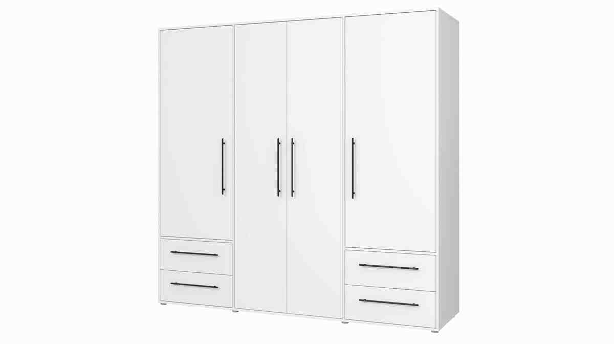 Bild 1 von Kleiderschrank weiß 206 cm 4-türig - MOKKARIS