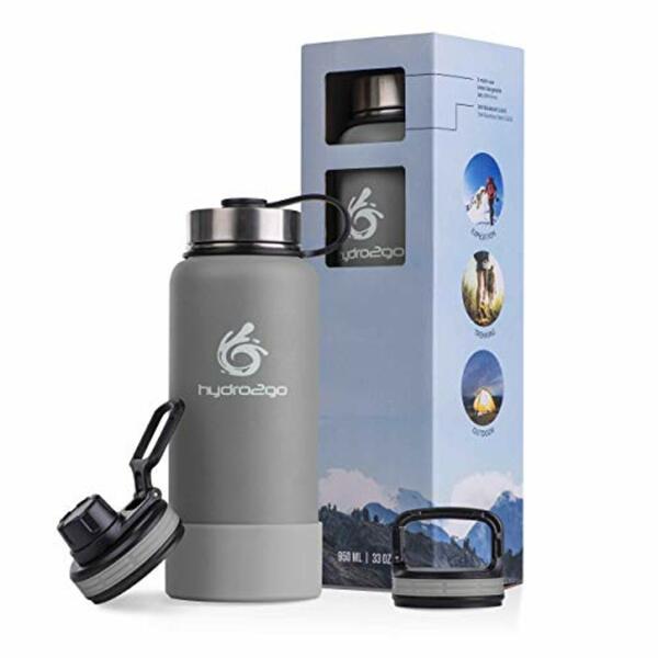 Bild 1 von hydro2go ® Edelstahl Trinkflasche X-AlpsBottle - 1000ml / 1l | vakuumisolierte Thermosflasche + 3 Trinkverschlüsse | Auslaufsichere Isolierflasche | doppelwandige Outdoor Sportflasche | Thermoskann