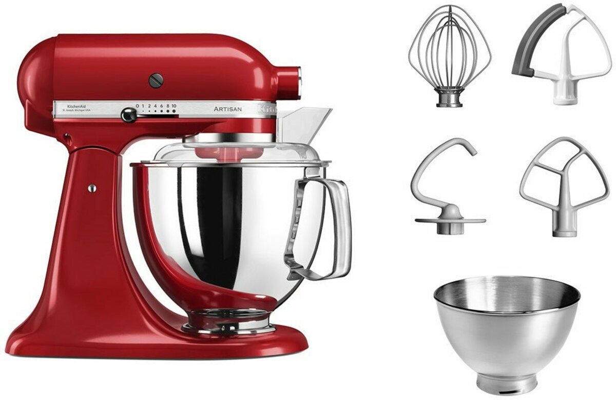 Bild 1 von KitchenAid Küchenmaschine 5KSM175PSEER EMPIRE ROT, 300 W, 4,8 l Schüssel, mit Zubehör im Wert von ca. 112,-€ UVP