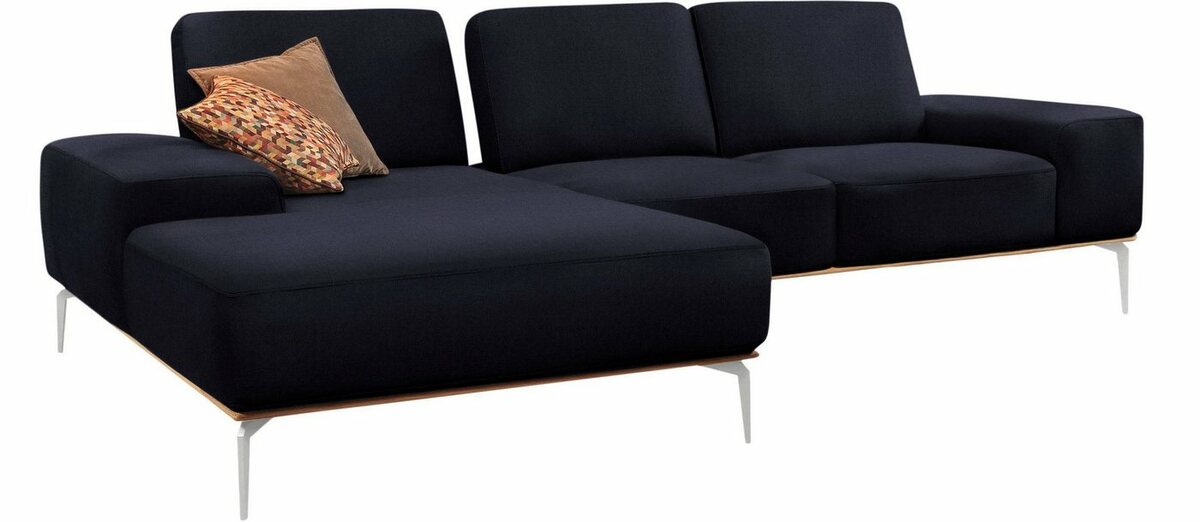 Bild 1 von W.SCHILLIG Ecksofa run, mit elegantem Holzsockel, Füße in Chrom glänzend, Breite 279 cm