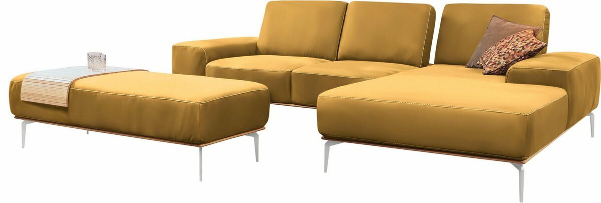 Bild 1 von W.SCHILLIG Ecksofa run, mit elegantem Holzsockel, Füße in Chrom glänzend, Breite 279 cm