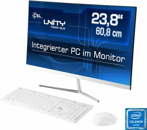 CSL Unity F24-GLS mit Windows 10 Home All-in-One PC (23,8 Zoll, Intel Celeron N4120, UHD Graphics 600, 16 GB RAM, 512 GB SSD)