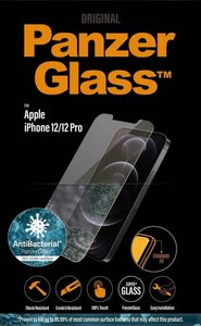 PanzerGlass iPhone 12/ 12 Pro, Antibakteriel, Standard fit für Apple iPhone 12, Apple iPhone 12 Pro, Displayschutzglas, 1 Stück