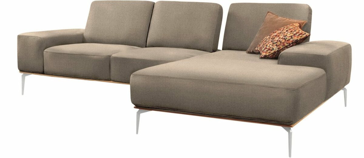 Bild 1 von W.SCHILLIG Ecksofa run, mit elegantem Holzsockel, Füße in Chrom glänzend, Breite 279 cm