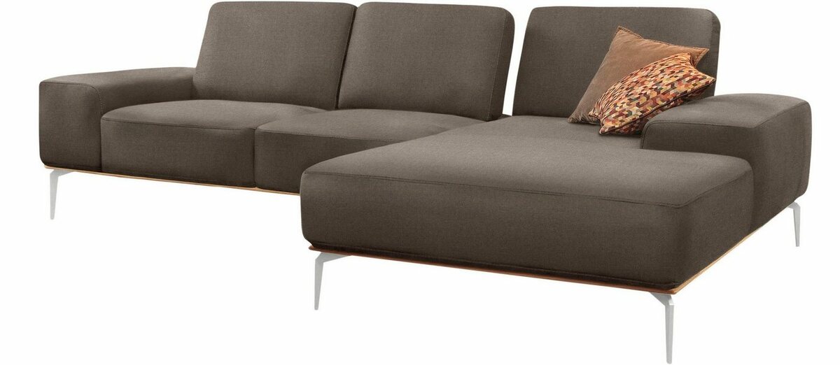 Bild 1 von W.SCHILLIG Ecksofa run, mit elegantem Holzsockel, Füße in Chrom glänzend, Breite 279 cm