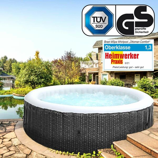 Bild 1 von MSpa Whirlpool aufblasbar Ottoman 6 Personen 204x70cm In- Outdoor Pool 138 Massagedüsen Timer Heizun