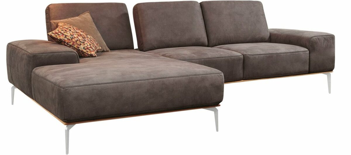 Bild 1 von W.SCHILLIG Ecksofa run, mit elegantem Holzsockel, Füße in Chrom glänzend, Breite 279 cm