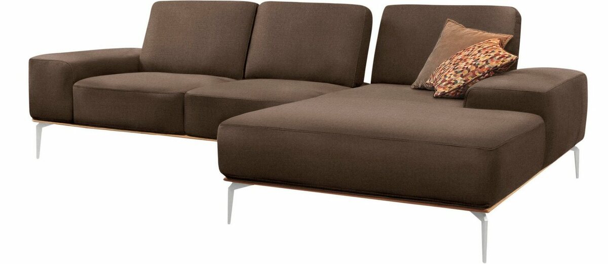 Bild 1 von W.SCHILLIG Ecksofa run, mit elegantem Holzsockel, Füße in Chrom glänzend, Breite 279 cm