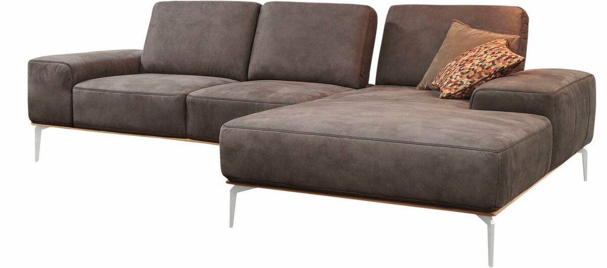 Bild 1 von W.SCHILLIG Ecksofa run, mit elegantem Holzsockel, Füße in Chrom glänzend, Breite 279 cm