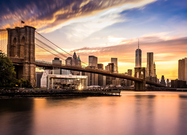 Bild 1 von Papermoon Fototapete "Bridge Brooklyn at Sunset"