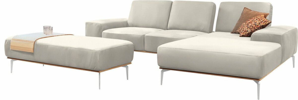 Bild 1 von W.SCHILLIG Ecksofa run, mit elegantem Holzsockel, Füße in Chrom glänzend, Breite 279 cm