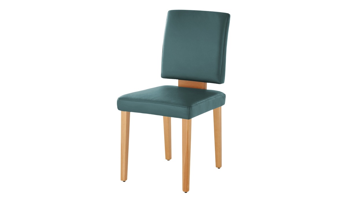 Bild 1 von Leder-Polsterstuhl blau Maße (cm): B: 47 H: 93 T: 63 Stühle