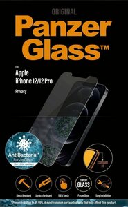 PanzerGlass iPhone 12/12 Pro Privacy Antibakteriel StandardFit für Apple iPhone 12/12 Pro, Displayschutzglas, 1 Stück