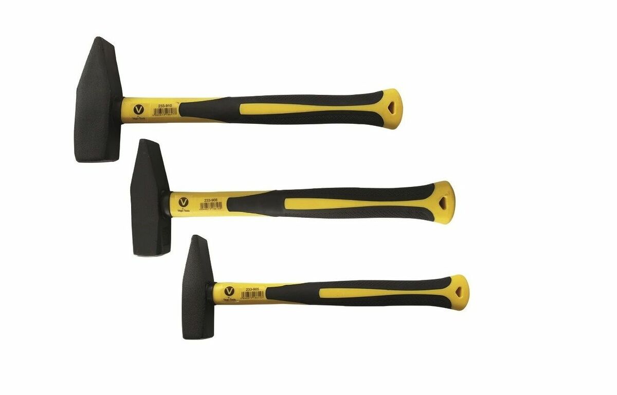 Bild 1 von Vago-Tools Profi 3 tlg Set Schlosserhammer Fiberglas Stiel Schlosser 300g 800g 1000g