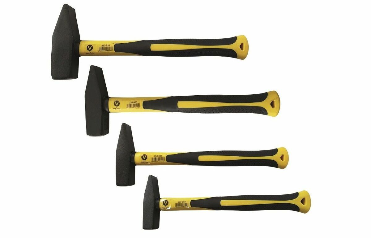 Bild 1 von Vago-Tools Profi 4 tlg Set Schlosserhammer Fiberglasstiel Hammer 300g 500g 800g 1000 g