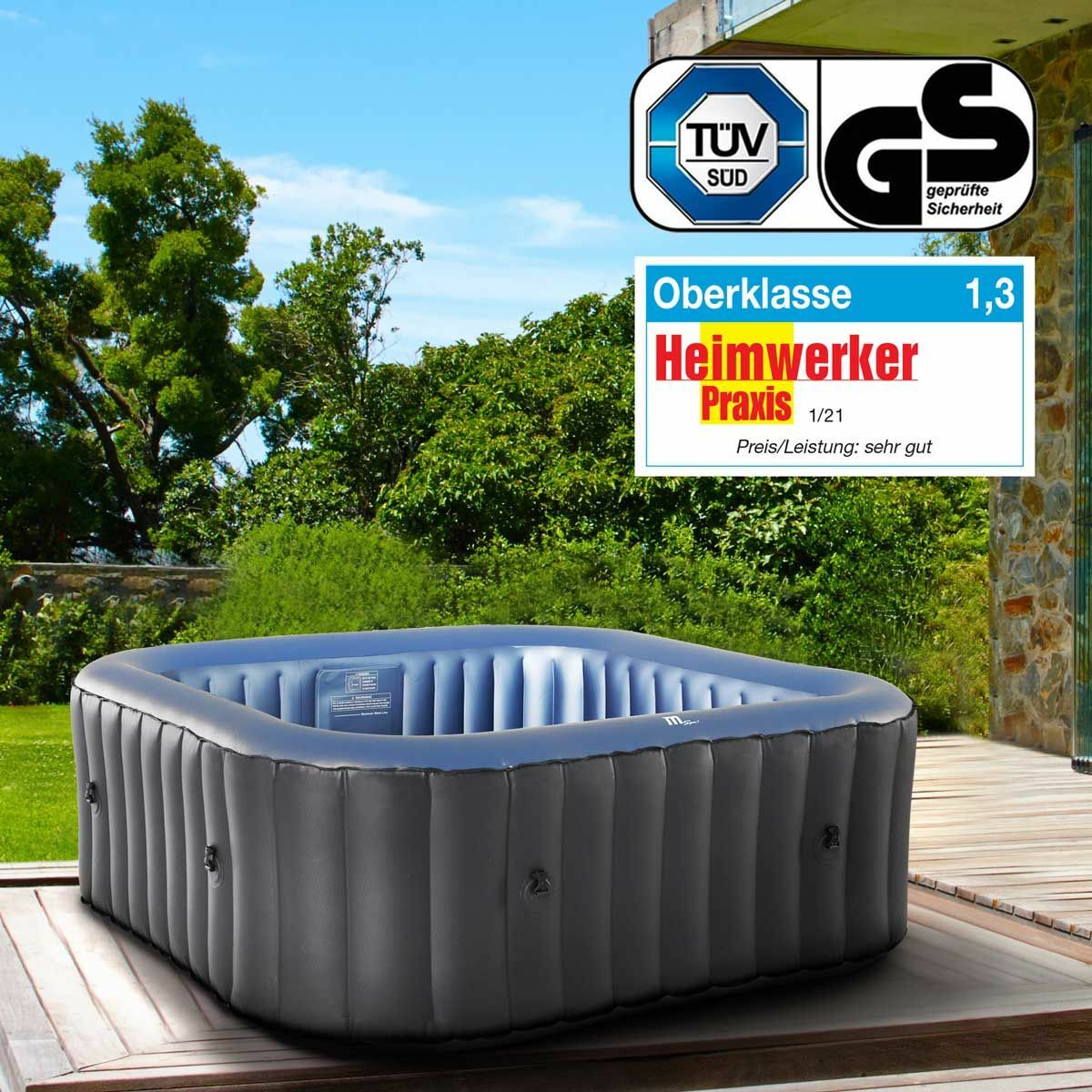 Bild 1 von MSpa Whirlpool aufblasbar BRAST Tekapo für 6 Personen 185x185cm In-Outdoor Pool 132 Massagedüsen