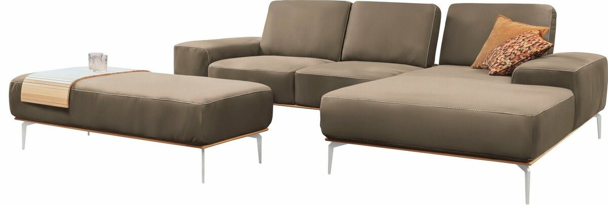 Bild 1 von W.SCHILLIG Ecksofa run, mit elegantem Holzsockel, Füße in Chrom glänzend, Breite 279 cm