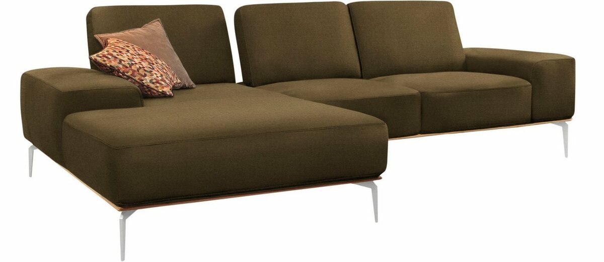 Bild 1 von W.SCHILLIG Ecksofa run, mit elegantem Holzsockel, Füße in Chrom glänzend, Breite 279 cm