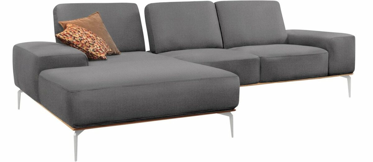 Bild 1 von W.SCHILLIG Ecksofa run, mit elegantem Holzsockel, Füße in Chrom glänzend, Breite 279 cm