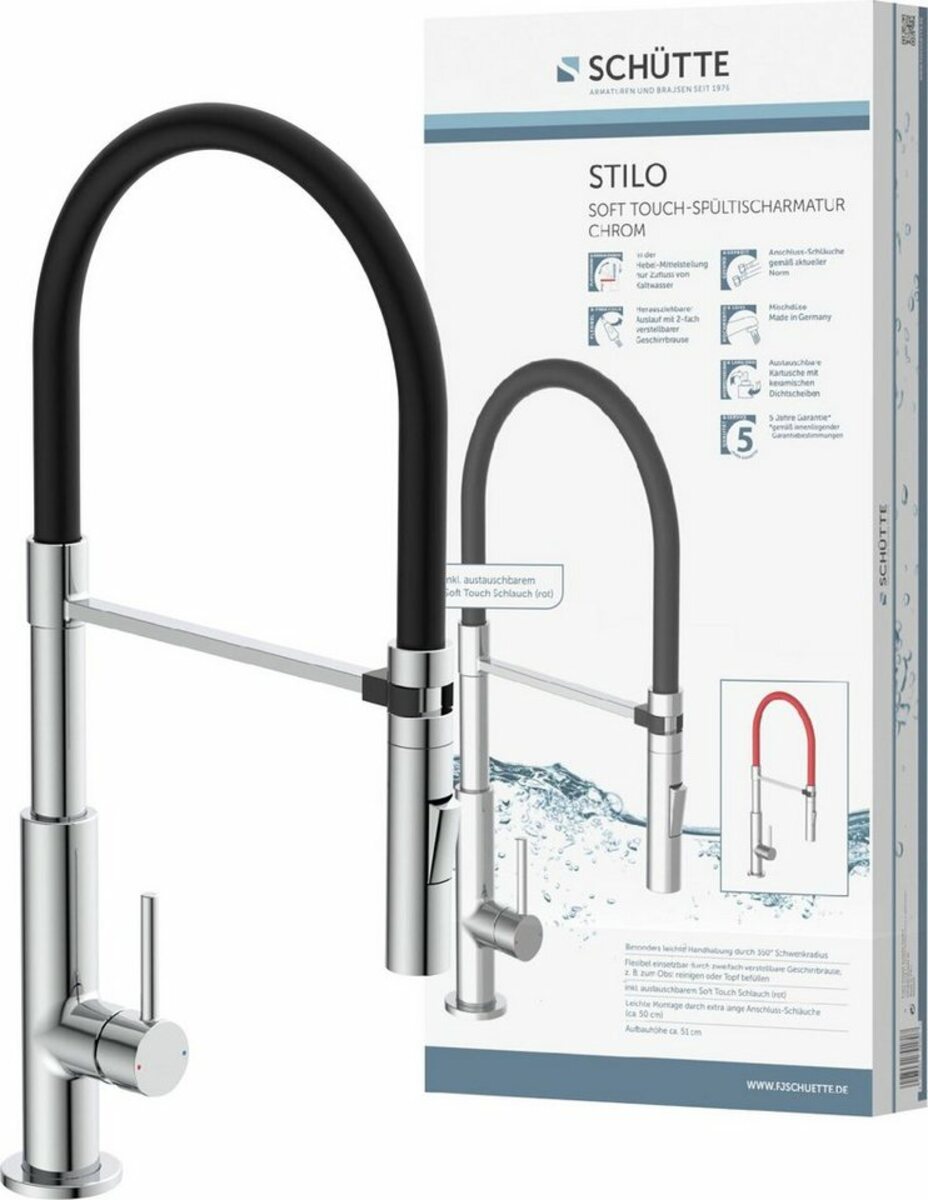 Bild 1 von Schütte Spültischarmatur Stilo mit Geschirrbrause, ausziehbar, 360° schwenkbare Mischbatterie