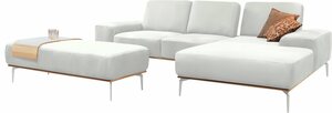W.SCHILLIG Ecksofa run, mit elegantem Holzsockel, Füße in Chrom glänzend, Breite 279 cm