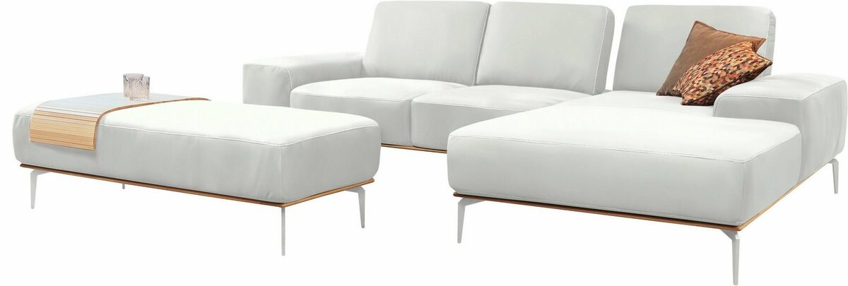 Bild 1 von W.SCHILLIG Ecksofa run, mit elegantem Holzsockel, Füße in Chrom glänzend, Breite 279 cm