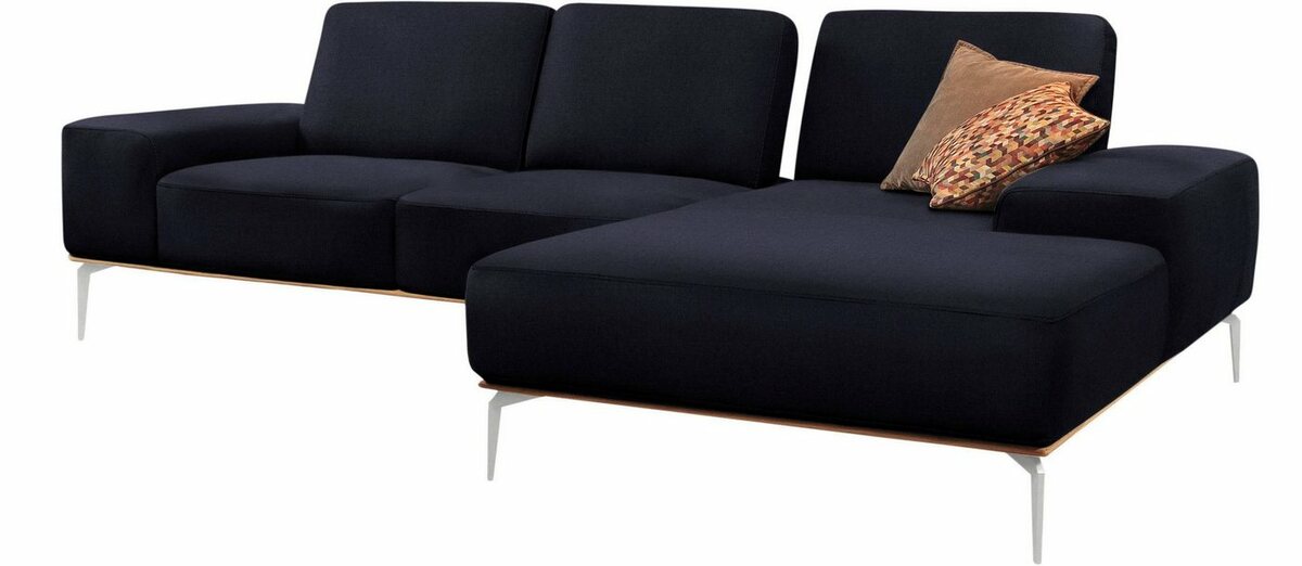 Bild 1 von W.SCHILLIG Ecksofa run, mit elegantem Holzsockel, Füße in Chrom glänzend, Breite 279 cm