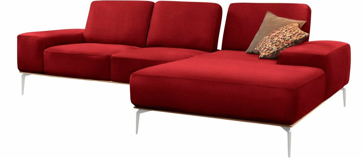 Bild 1 von W.SCHILLIG Ecksofa run, mit elegantem Holzsockel, Füße in Chrom glänzend, Breite 279 cm