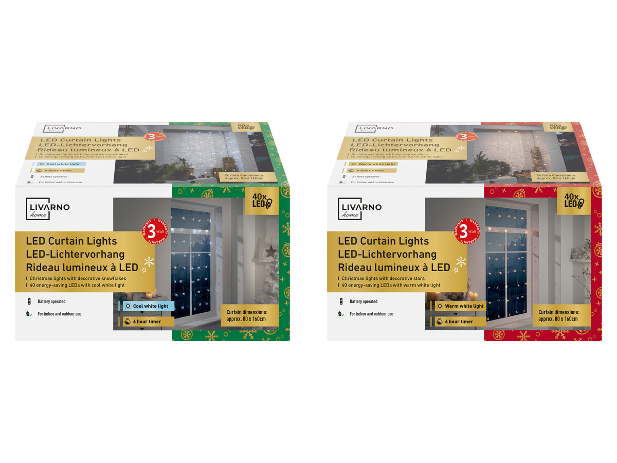 Bild 1 von LIVARNO home LED-Lichtervorhang,  40 LEDs, mit Timer