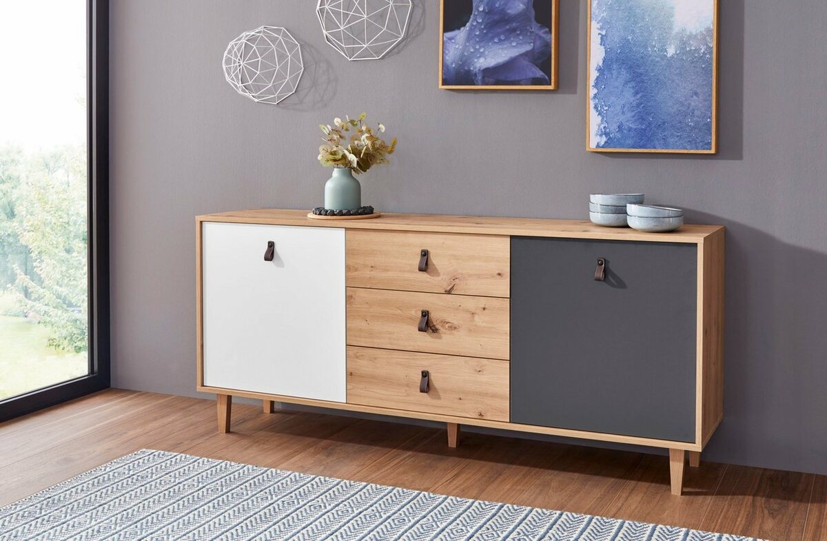 Bild 1 von Homexperts Sideboard Bristol, Breite 120 cm oder 180 cm, mit massiven Eichefüßen