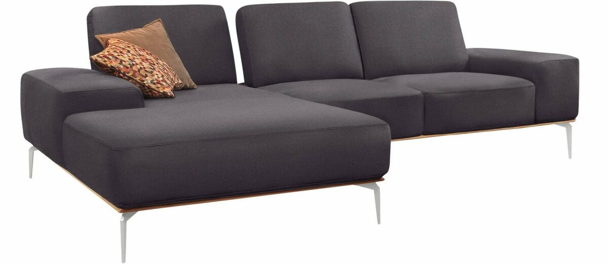 Bild 1 von W.SCHILLIG Ecksofa run, mit elegantem Holzsockel, Füße in Chrom glänzend, Breite 279 cm