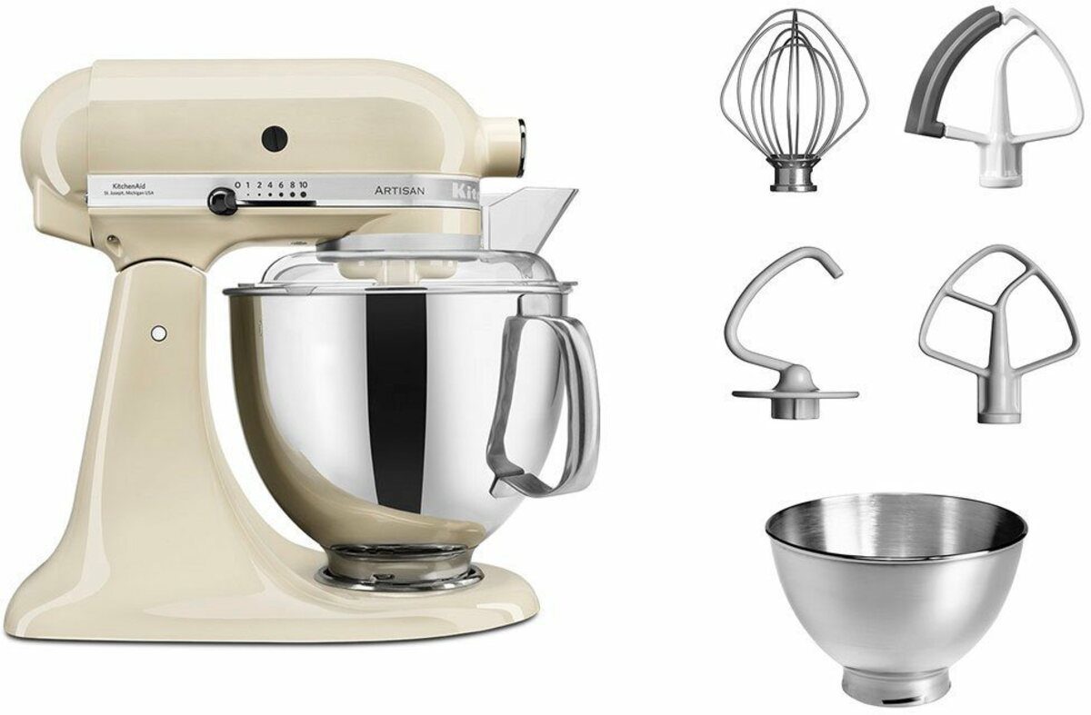 Bild 1 von KitchenAid Küchenmaschine Küchenmaschine 5KSM175PSEAC ALMOND CREAM, 300 W, 4,8 l Schüssel, mit Zubehör im Wert von ca. 112,-€ UVP
