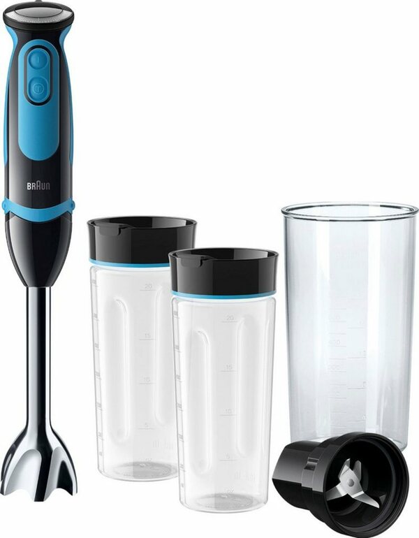 Bild 1 von Braun Stabmixer MQ 5252 BKBL MultiQuick 5 Vario, 1000 W, mit Smoothie2Go Funktion und EasyClick System, Schwarz/Blau