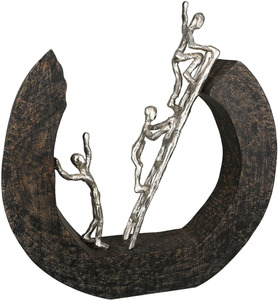 Casablanca by Gilde Dekofigur "Skulptur Hinauf, schwarz/silber", Dekoobjekt, aus Metall & Holz, Höhe 32 cm, Wohnzimmer