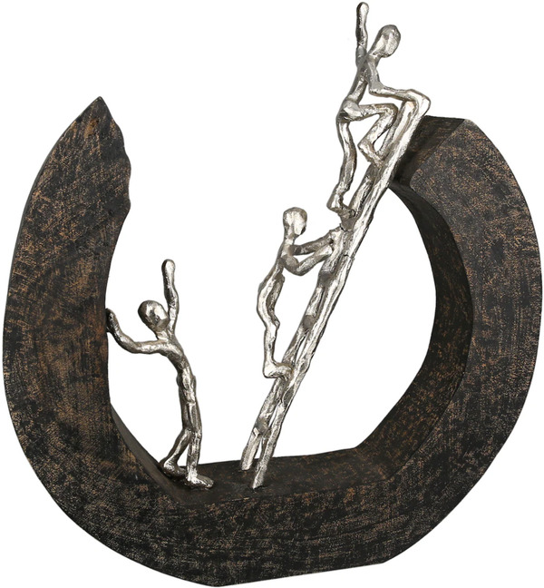 Bild 1 von Casablanca by Gilde Dekofigur "Skulptur Hinauf, schwarz/silber", Dekoobjekt, aus Metall & Holz, Höhe 32 cm, Wohnzimmer