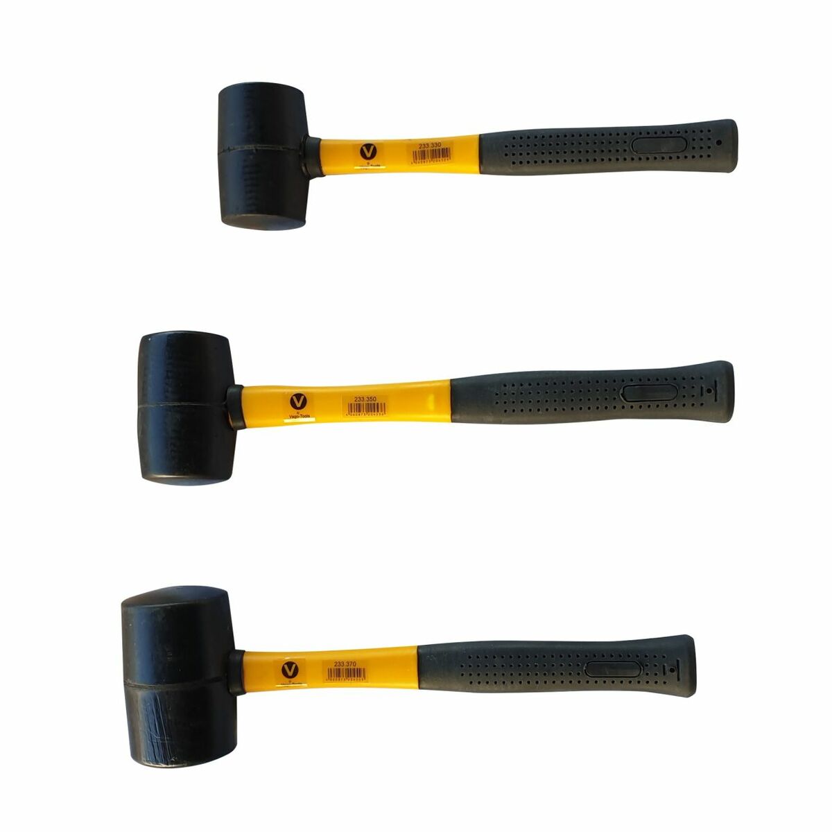 Bild 1 von Vago-Tools 3 tlg Set Gummihammer 370 /500 /700 g Hammer Ausbeulhammer Schonhammer