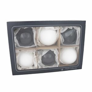 THÜRINGER GLASDESIGN 6tlg. Kugel-Set aus Glas, Ø 8cm mundgeblasen schwarz/weiß