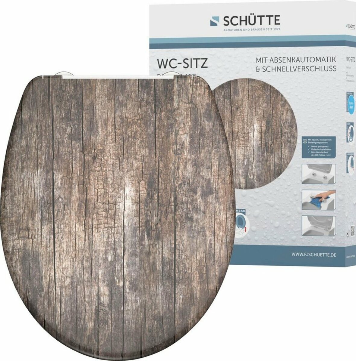Bild 1 von Schütte WC-Sitz Old Wood, Duroplast, mit Absenkautomatik und Schnellverschluss