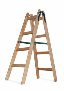 Vago-Tools Holzleiter Leiter Trittleiter 2 x 4 Stufen zweiseitige Klappleiter