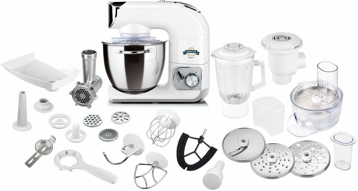 Bild 1 von eta Küchenmaschine ETA002890061, 1200 W, 5,5 l Schüssel, Gratus Max 1200 Watt mit Metall-Gehäuse, mit viel Zubehör