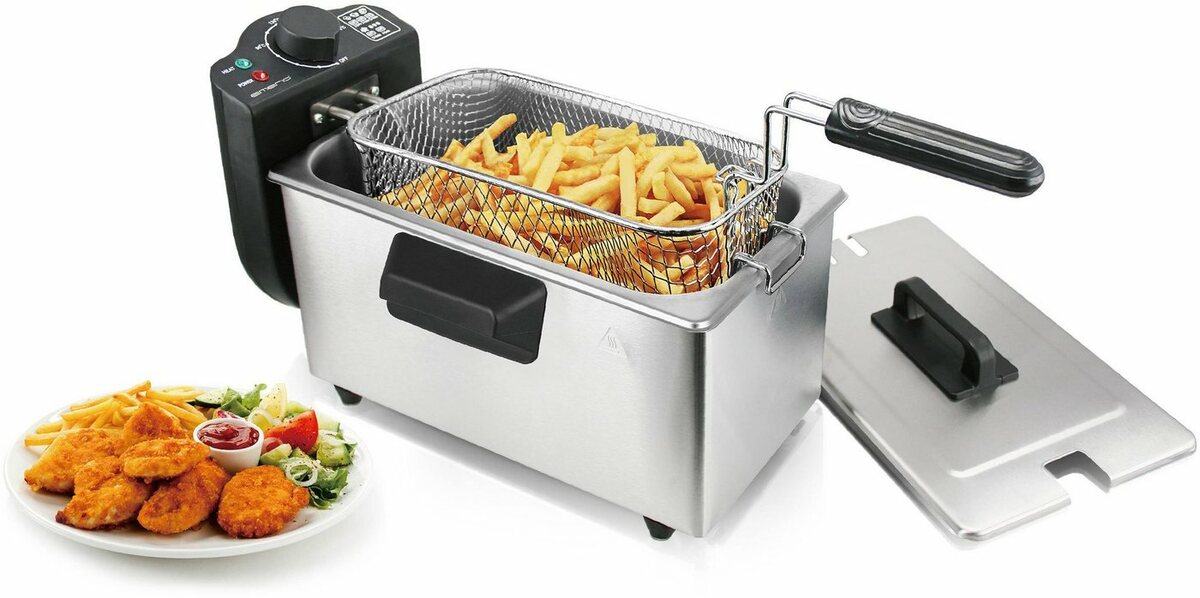 Bild 1 von Emerio Kaltzonenfritteuse DF-120482 silberfarben, 2000 W, Fassungsvermögen 0,6 kg