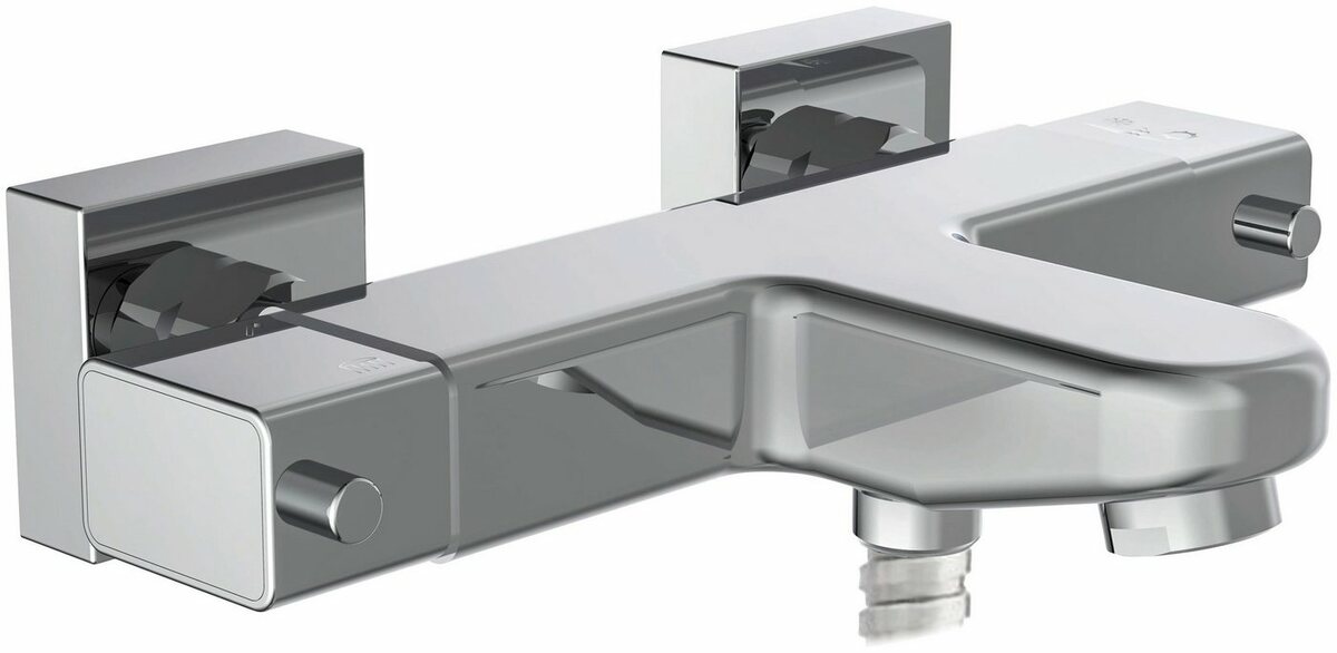 Veebath Margate Modern Cube Monobloc Mischbatterie - Chrom, Für Badewanne (Wasserfall-Design, 1/4-Drehung)