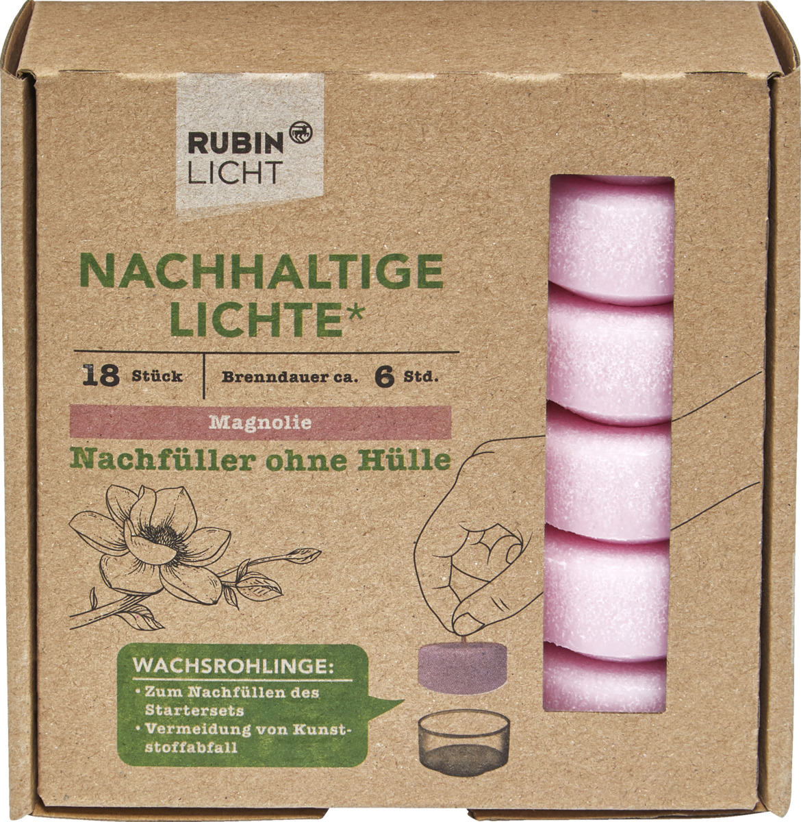 Bild 1 von RUBIN LICHT Nachhaltige Lichte* Nachfüller ohne Hülle Magnolie
