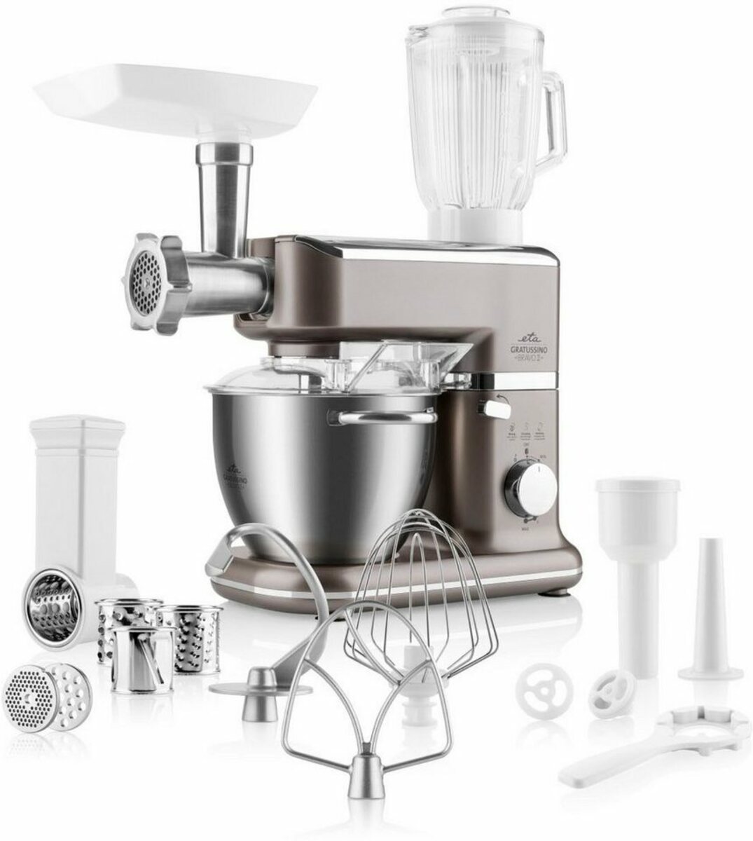 Bild 1 von eta Küchenmaschine ETA002390070, 800 W, 4,5 l Schüssel, Gratussino Bravo II 800 Watt, mit viel Zubehör