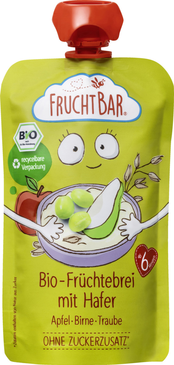 Bild 1 von FruchtBar Bio Früchte Haferbrei Apfel, Birne, Traube