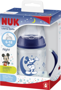 NUK NUK Disney Mickey Mouse First Choice Trinklernflasche Night, 150ml, auslaufsicher, 6-18 Monate, 1 St