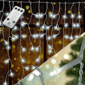 KESSER® Regenlichterkette Lichterkette inkl Fernbedienung - 8 Leuchteffekte - Timer - In- & Outdoor Regenkette Deko Weihnachtsbeleuchtung Party