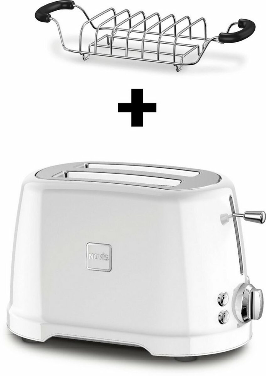 Bild 1 von NOVIS Toaster T2 weiss SET, 2 kurze Schlitze, 900 W, mit Brötchenwärmer