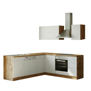 Porto Winkel-Küche 210x210cm, Weiß/Wotan – Energieeffizienzklasse E