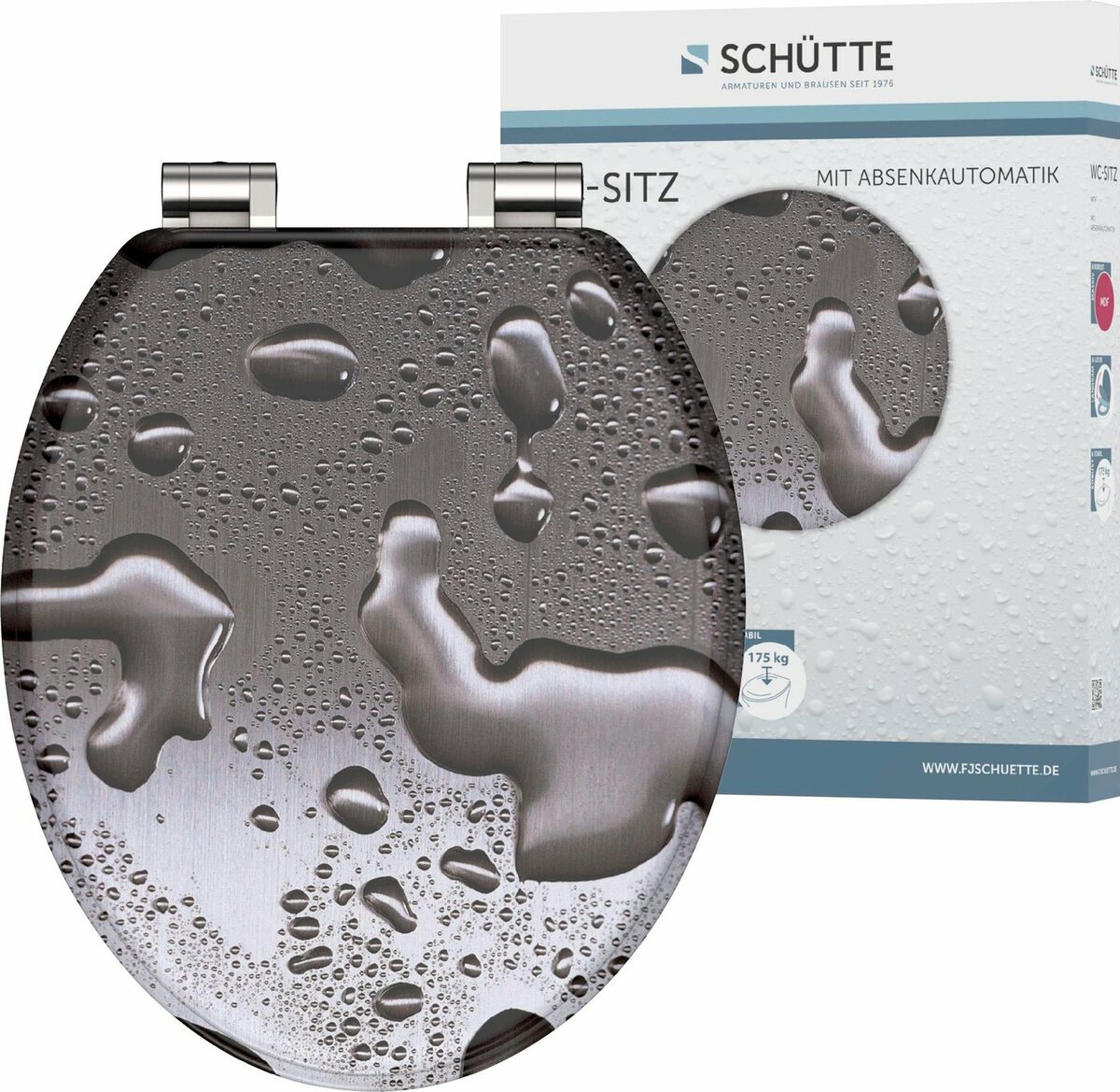 Bild 1 von Schütte WC-Sitz Grey Steel, mit Absenkautomatik und Holzkern, MDF